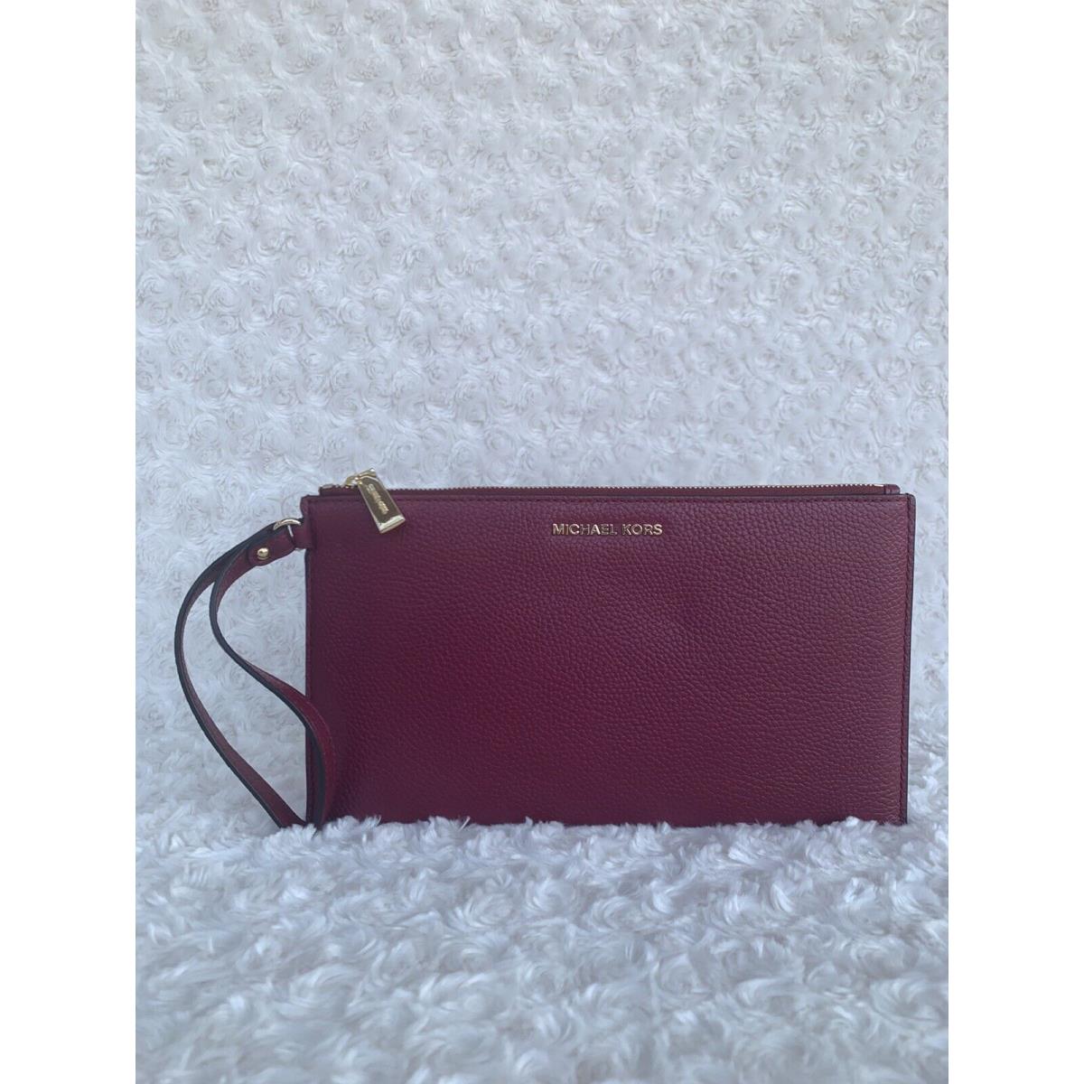 Michael Kors Large Zip Leather Clutch/wristlet - Mulberry