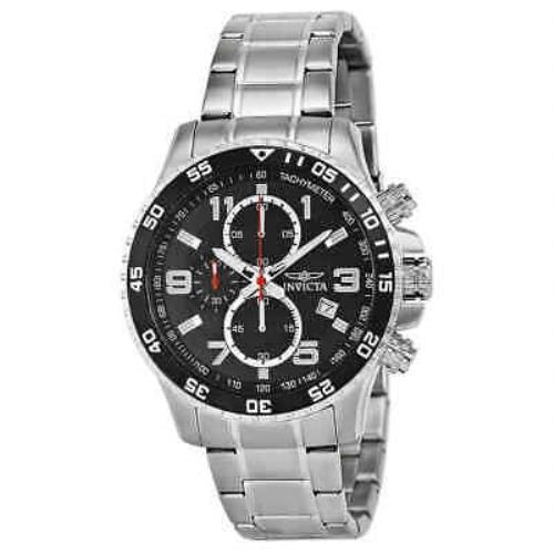 Invicta Men`s Watch Specialty Stainless Steel Case Black Dial Chronograph 14875 - Face: Black, Dial: Black, Band: Silver