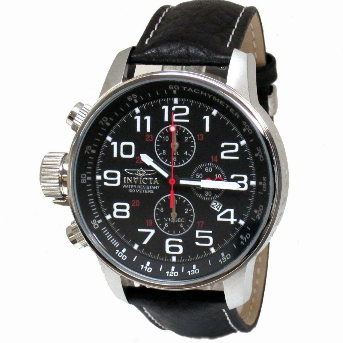 Invicta Men`s Watch Stainless Steel Case Black Dial Lefty Chrono Strap 2770 - Face: Black, Dial: Black, Band: Black