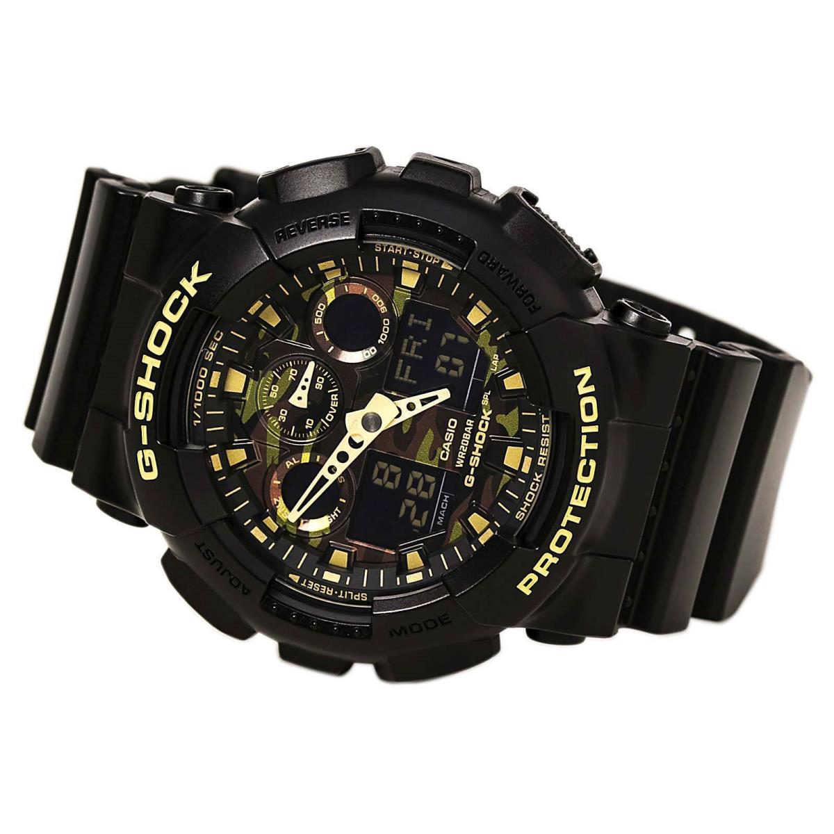 Casio Men`s Watch Dive Ana-digi Camouflage Dial Black Resin Strap GA100CF-1A9