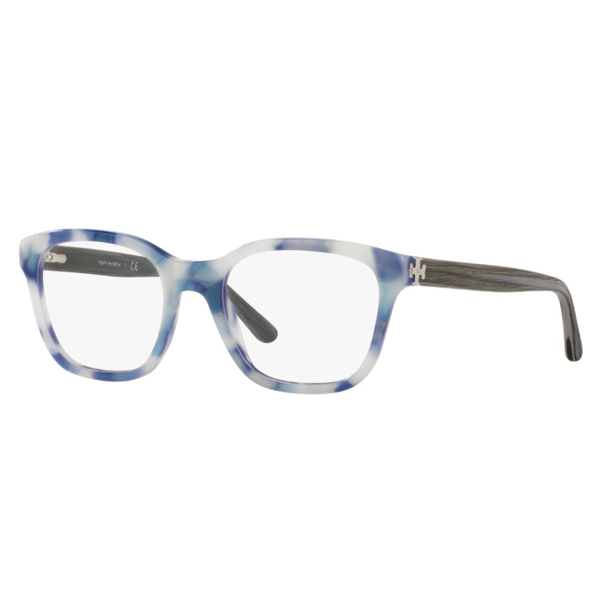 Tory Burch Rx-able Eyeglasses TY 2073 1652 52-19 Blue White Tortoise Frames - Blue Moonstone / Blue & White Tortoise Frame, Clear Demo with imprint Lens