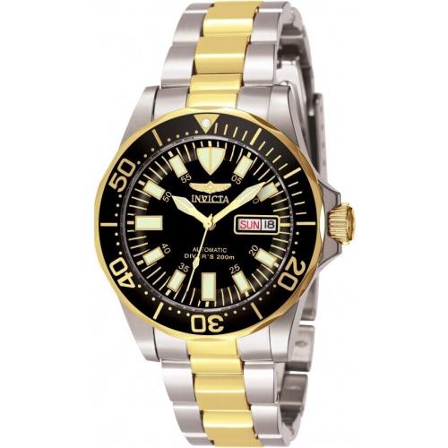 Invicta Pro Diver Collection Men`s Twotone Black Dial Chronograph Watch 7045