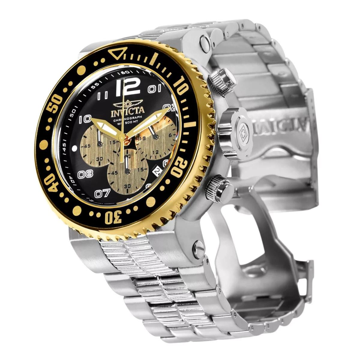 Invicta 25075 Pro Diver Men`s Watch 52MM Black Dial Chronograph Bracelet