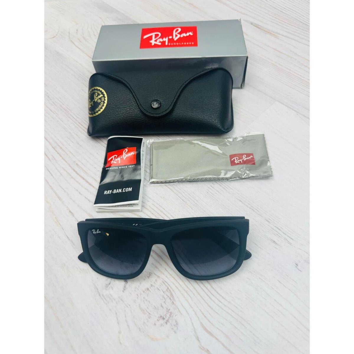 Ray-ban Justin Rubber Black/grey Gradient 54mm Sunglasses RB4165 601/8G - Rubber Black/Gradient Gray, Frame: Black, Lens: Gray