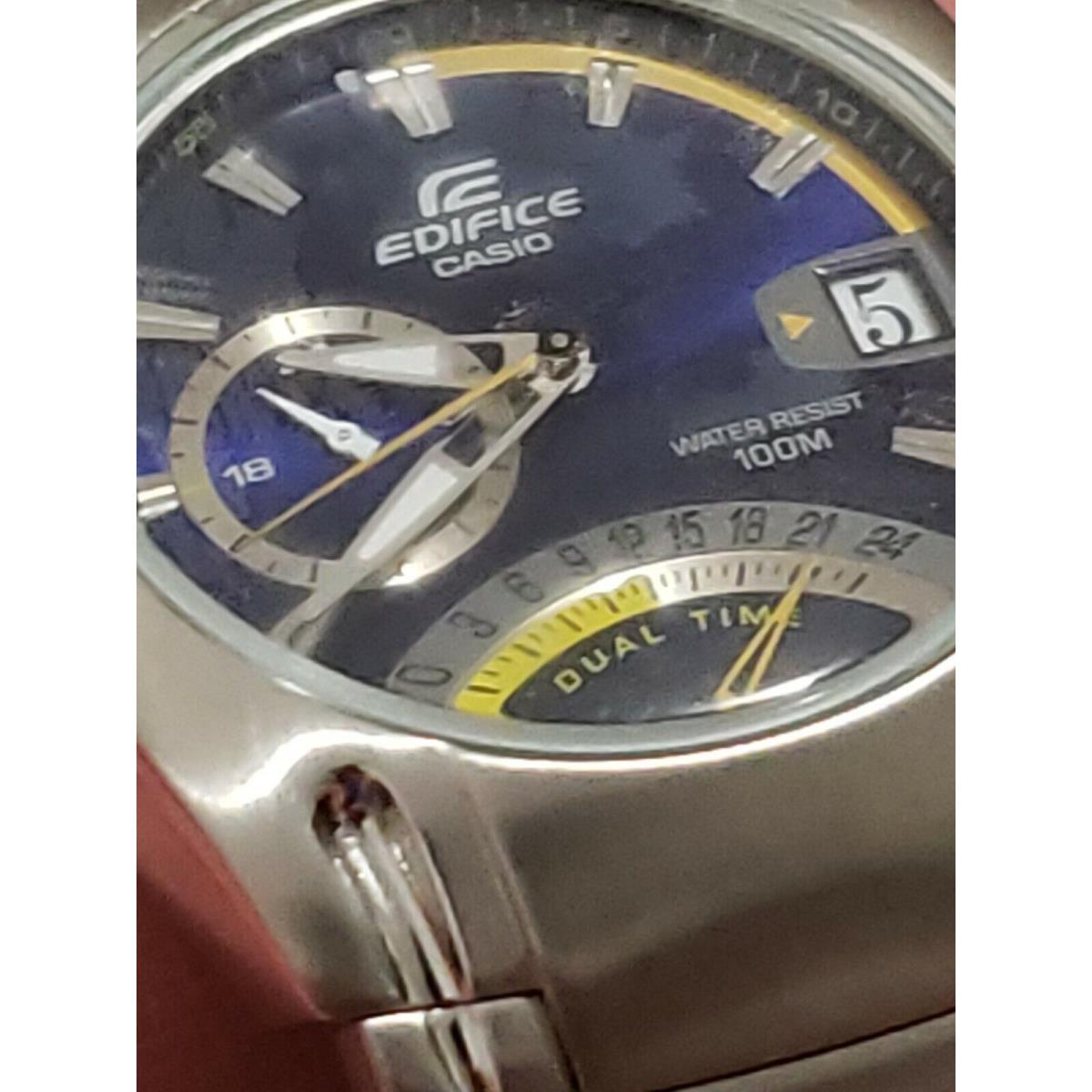 Casio Edifice Men`s 100m. Stainless Steel Watch EF-319D-2AVDF Blue Dial