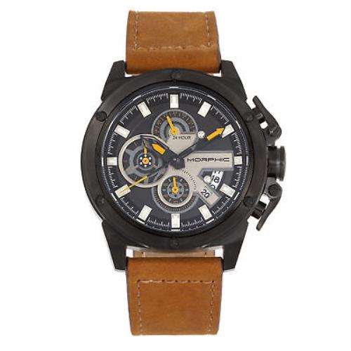 Morphic M81 Series Chronograph Leather-band Watch W/date - Camel/black