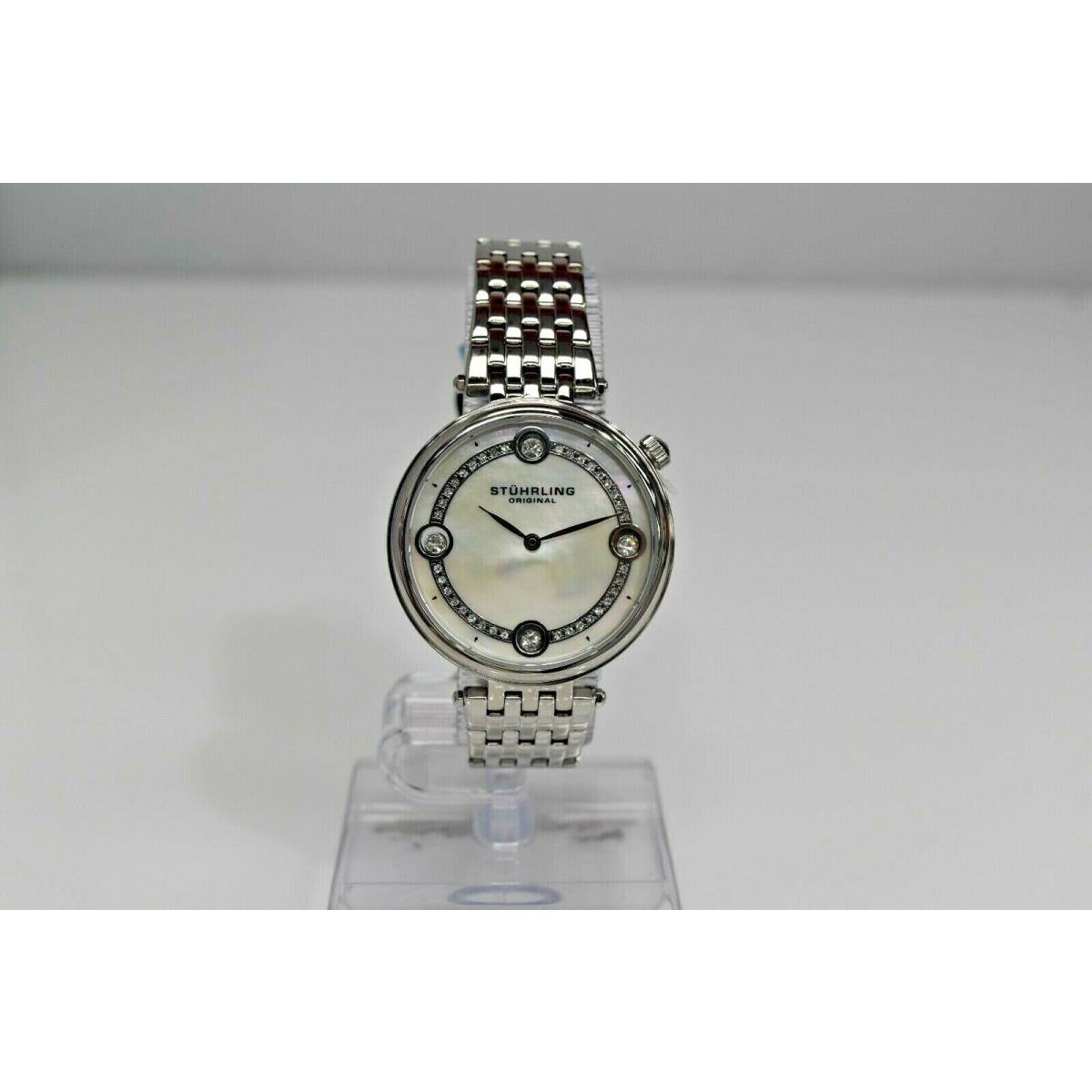 Stuhrling Symphony Women`s SS White Mop Dial Crystals 716.01 Watch