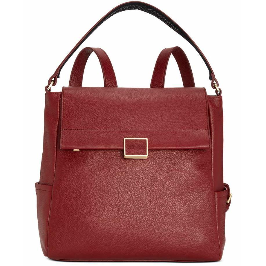 Kenneth Cole Christie Backpack Convertible Shoulder-bag Pebble Leather Port Red