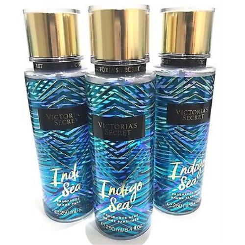 3 Victoria`s Secret Fragrance Perfume Mist For Women Indigo Sea Spray 8.4 oz