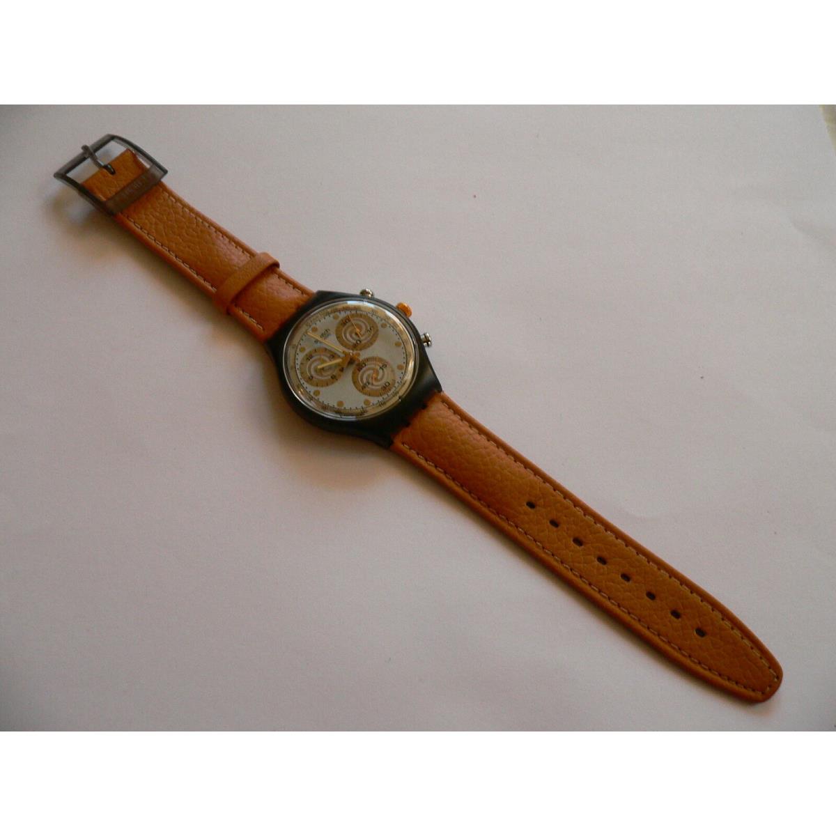 1992 Swatch Watch Sirio Chrono Chronograh Leather Band SCM101