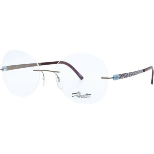 Silhouette Titan Accent Flora 4546 40 6064 Denim Bordeaux Eyeglasses W/case
