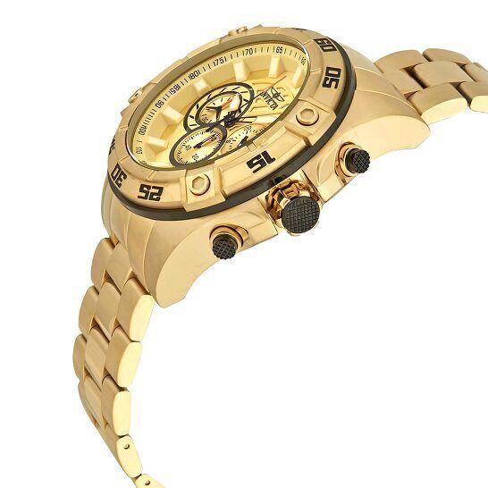 25535 Invicta Men`s Speedway Gold Dial Chronograph Quartz Stainless Steel Watch - Dial: Gold, Band: Gold