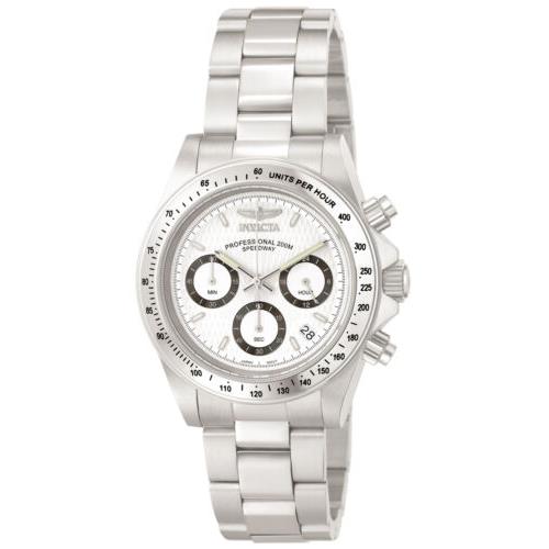 Invicta Men`s Watch Speedway Chronograph White and Black Dial Bracelet 9211