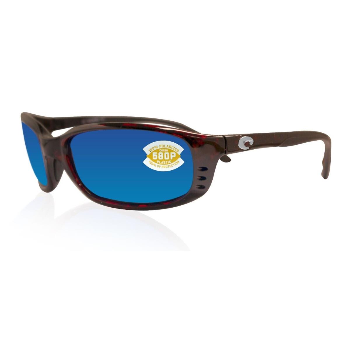 Costa Del Mar Brine Blue Mirror Polarized 580P Wrap 58.8mm Sunglasses BR 10 Obmp - Frame: Tortoise, Lens: Blue Mirror