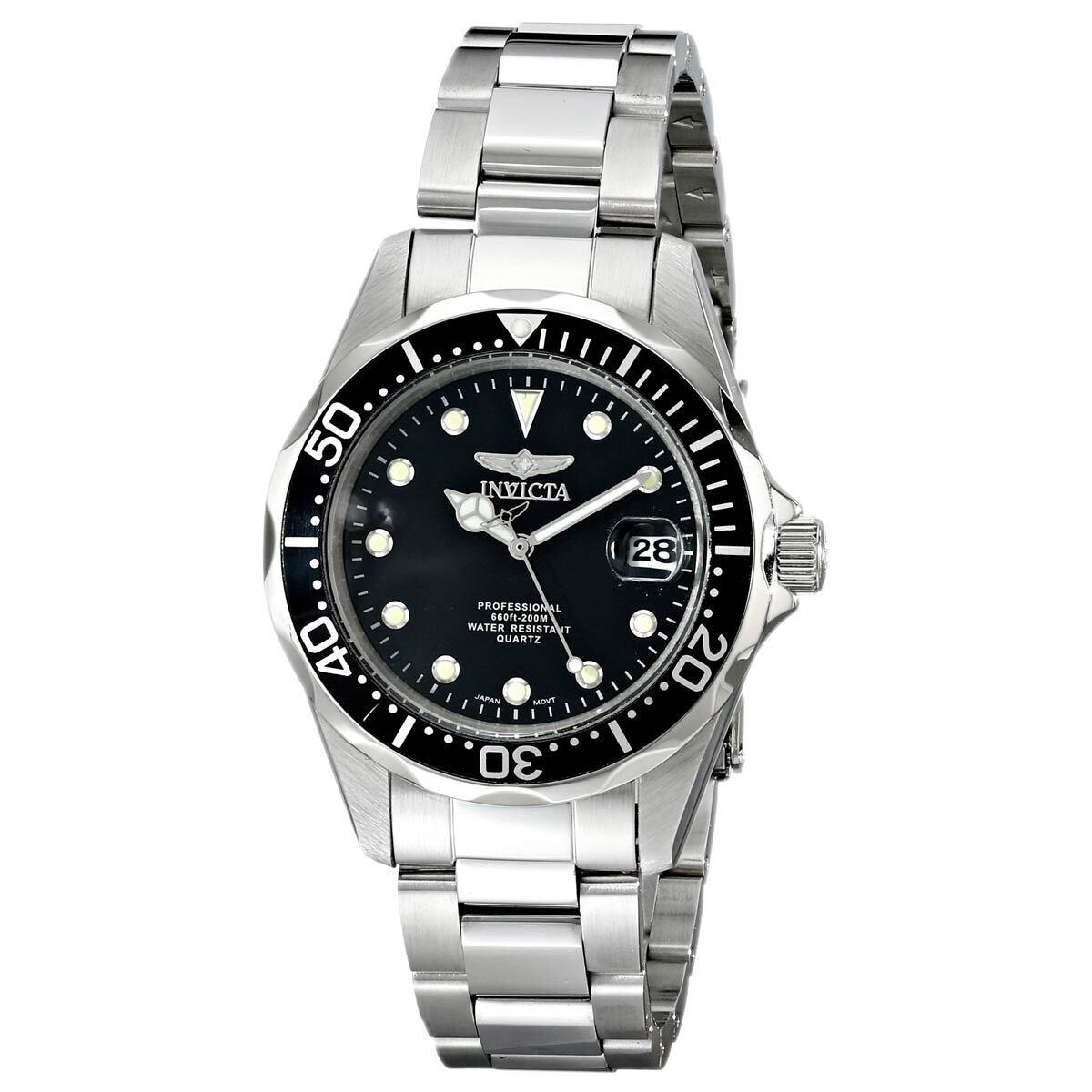 Invicta 17046 Gent`s Black Dial Steel Bracelet Quartz Dive Watch