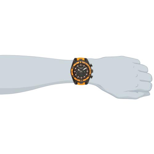 Mulco Men`s Titan Wave Quartz Black Dial Orange 47mm Watch MW5-1836-615 NO Box