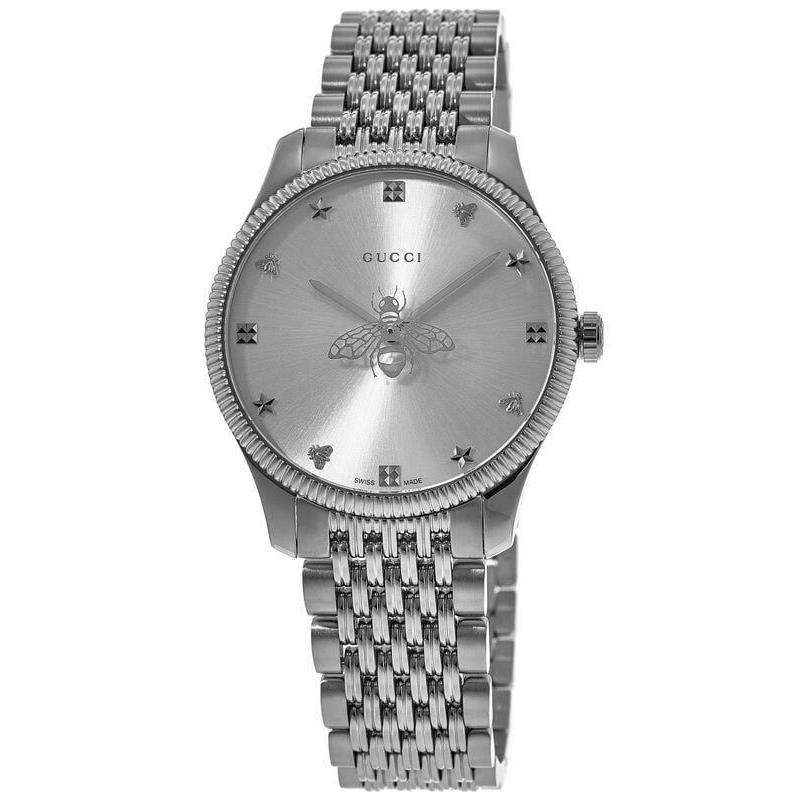 Gucci G-timeless Silver Dial Stainless Steel Women`s Watch YA1264153