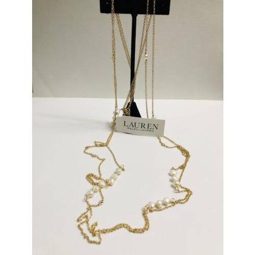 Ralph Lauren Women s Freshwater Crystal Gold Tone Beaded Necklace 2 Strands