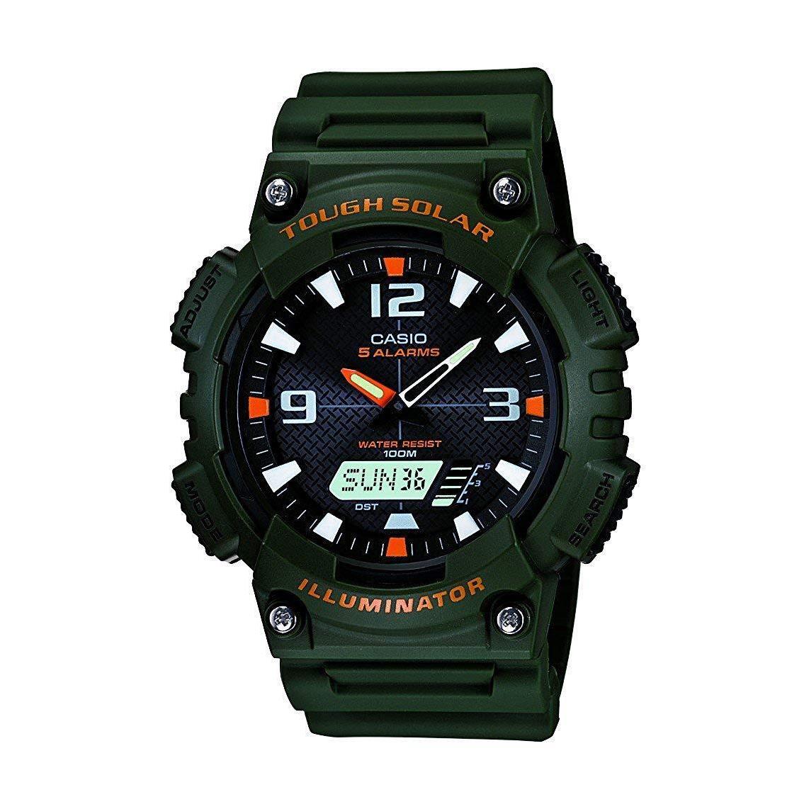 Casio Men`s Solar Analog-digital Date Green Resin Band 47mm Watch AQS810W-3AV