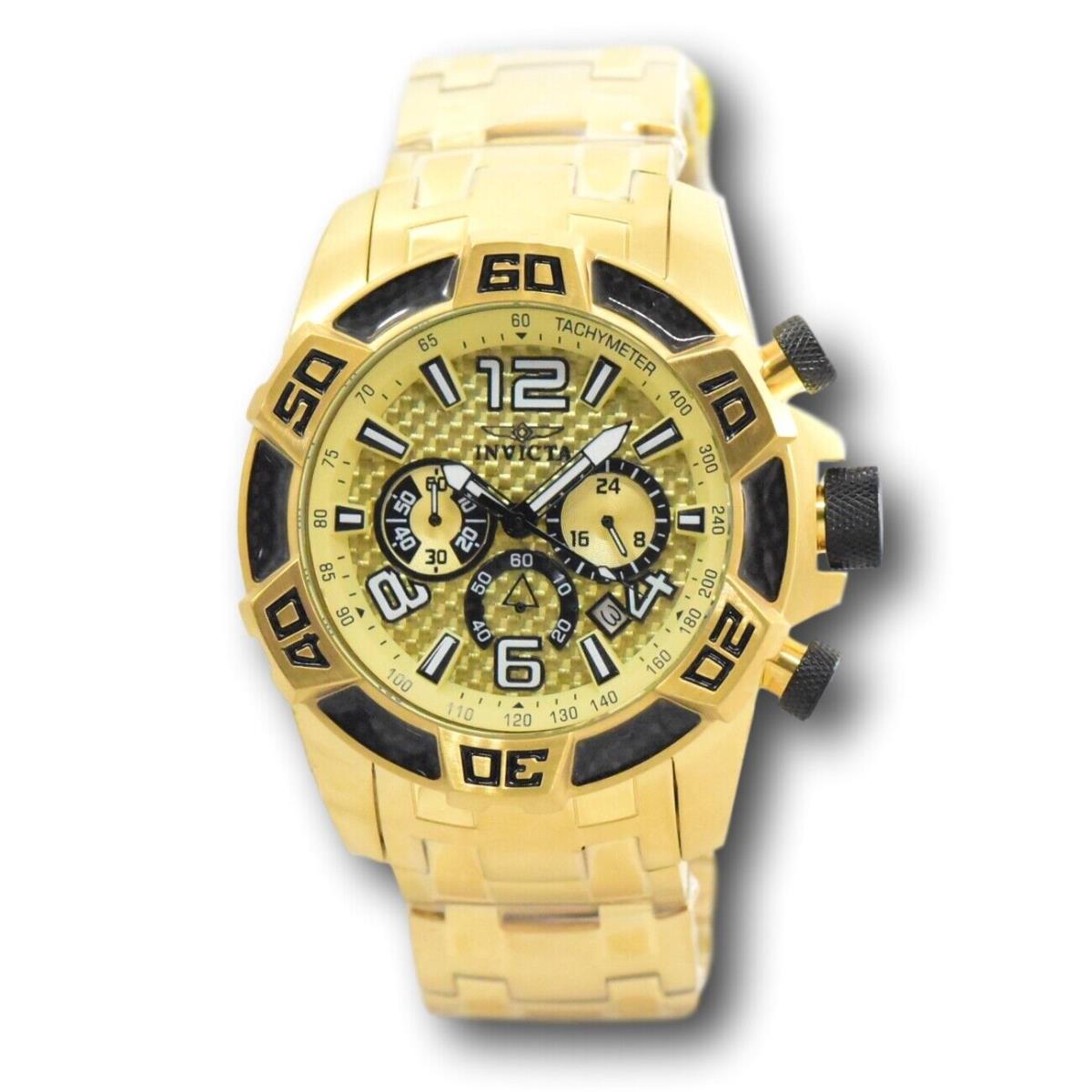 Invicta Pro Diver Scuba Men`s 50mm Yellow Carbon Fiber Chronograph Watch 25854