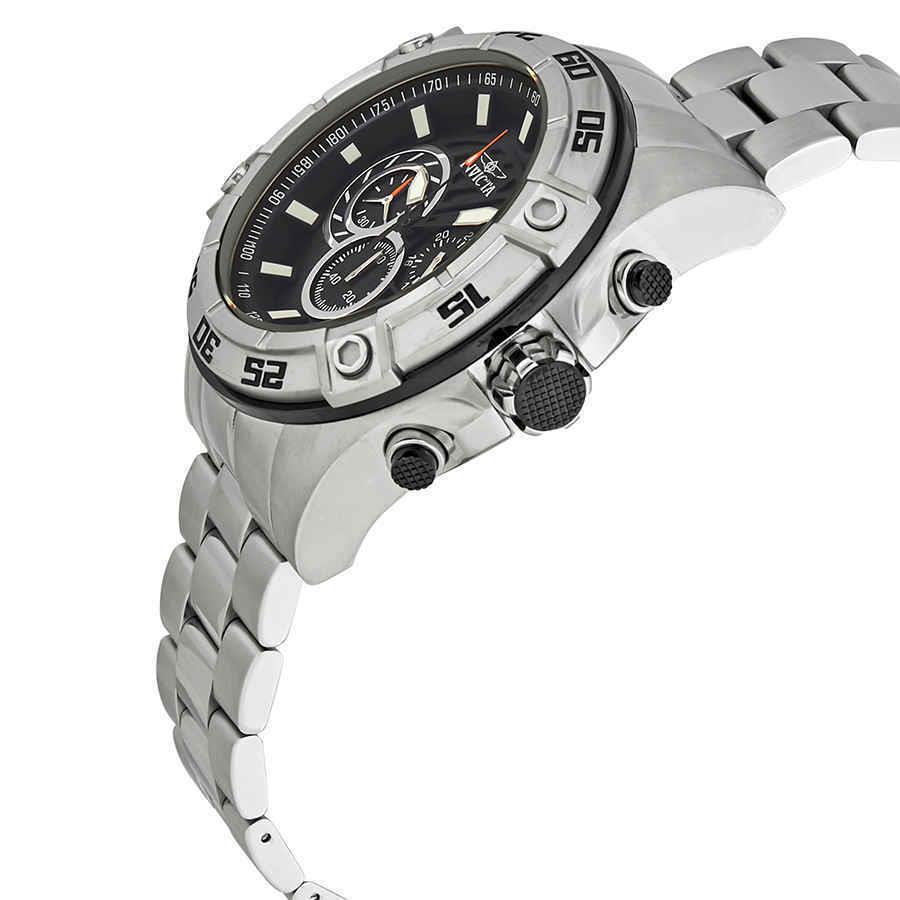 Invicta Speedway Chronograph Black Dial Men`s Watch 25533 - Dial: Black, Band: Silver, Bezel: Silver