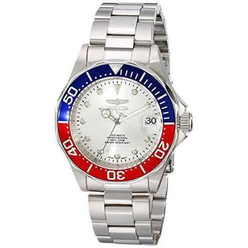 Invicta Pro Diver Automatic Silver Dial Stainless Steel Pepsi Bezel Men`s Watch