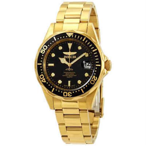 Invicta Pro Diver Black Dial Yellow Gold-plated Men`s Watch 8936 - Dial: Black, Band: Gold, Bezel: Ellow Gold Plated
