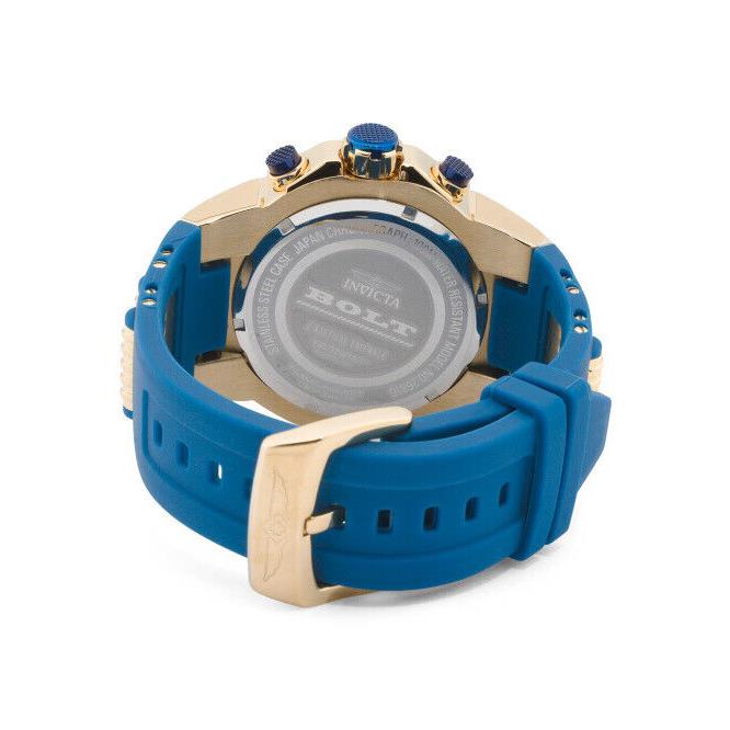 Brand Invicta Men`s Bolt Chronograph Silicone Strap Blue Gold Watch 26816