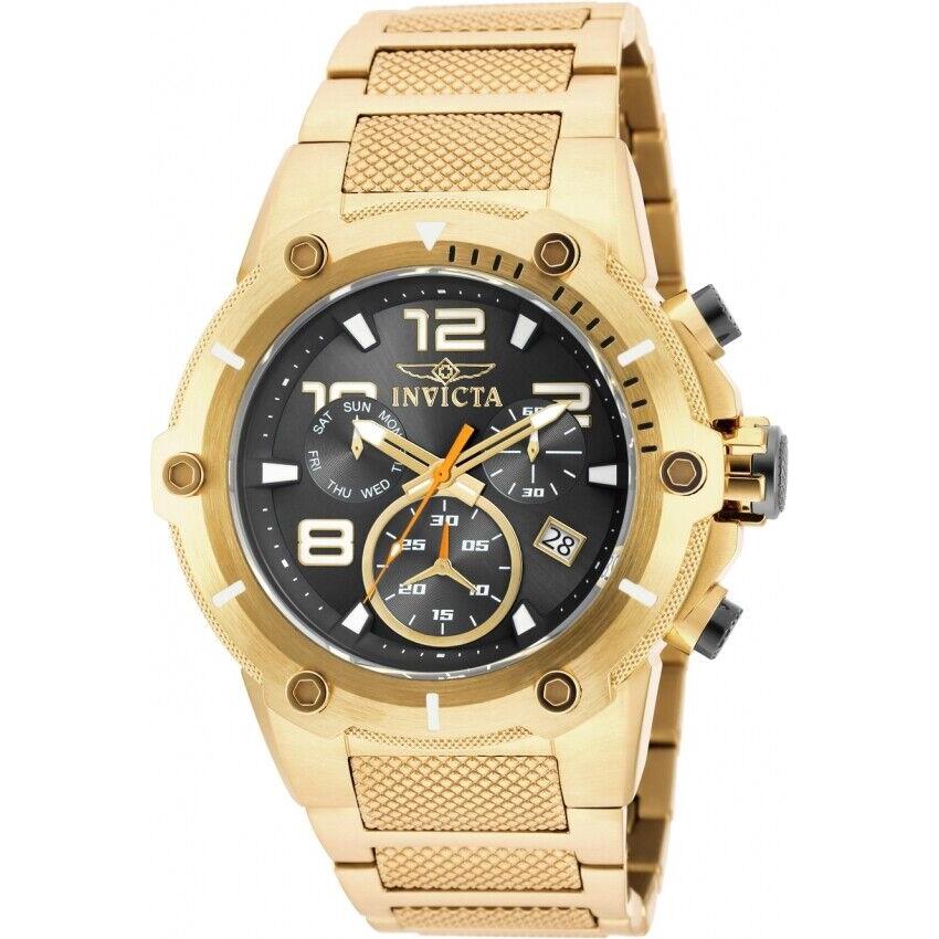 Invicta Speedway Chronograph Black Dial Gold Ion-plated Mens Watch 19530