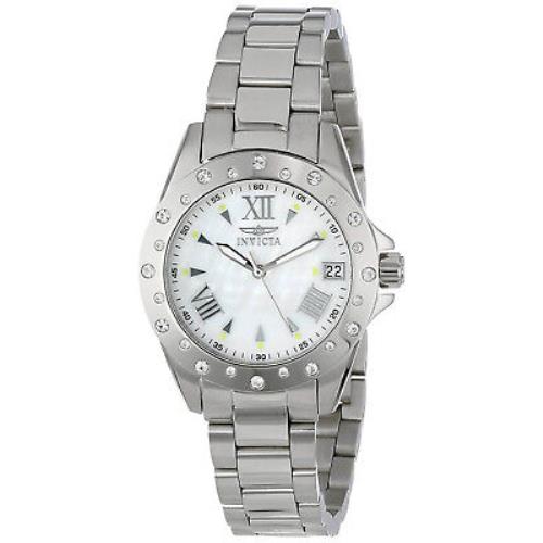 Invicta 12854 Angel Mother of Pearl Dial Stainless Steel Women`s Watch