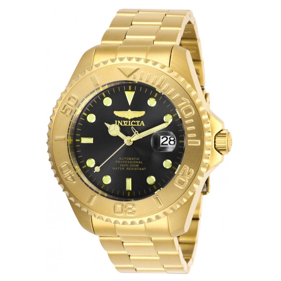 Invicta Pro Diver Automatic Men`s 47mm Charcoal Dial Double Gold Watch 28952