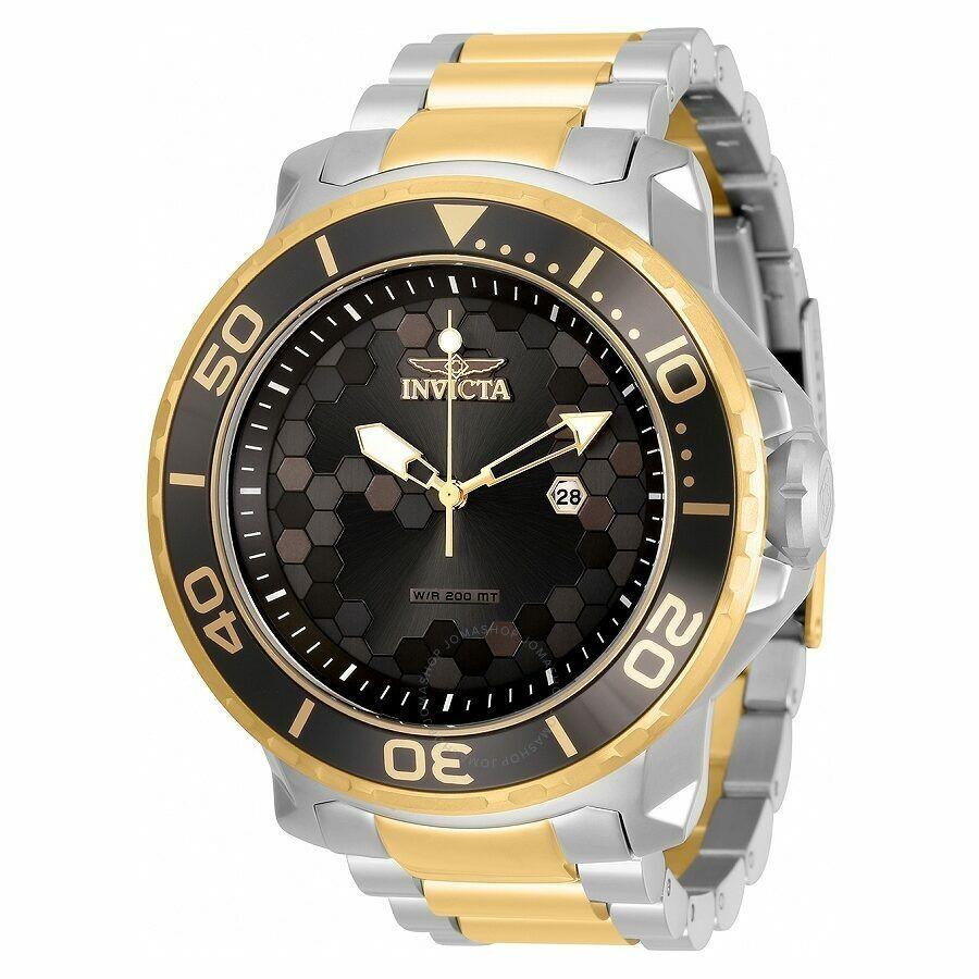 Invicta 52mm Pro Diver Gunmetal Honeycomb Dial High Polished Two-tone Watch