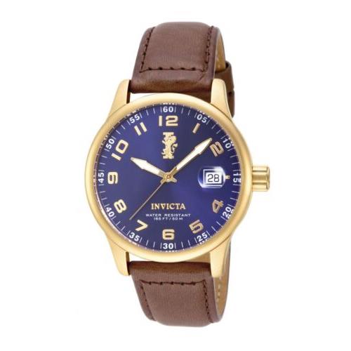 Invicta Men`s I-force Quartz 3 Hand Blue Dial Brown Leather Analog Watch 15255 - Dial: Brown, Band: Brown, Bezel: Silver