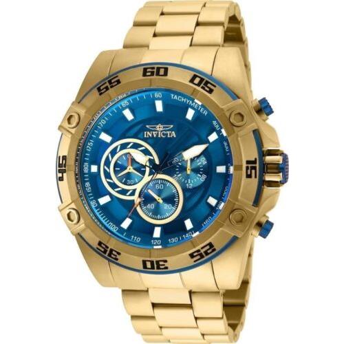 Invicta Men`s Speedway Blue Dial Yellow Steel Chronograph Watch 25536 - Blue, Yellow