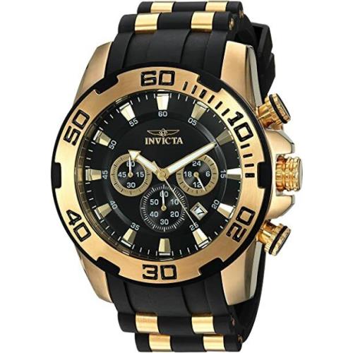 Invicta Men`s Pro Diver Scuba 50mm Gold Tone Silicone Chronograph Watch 22340