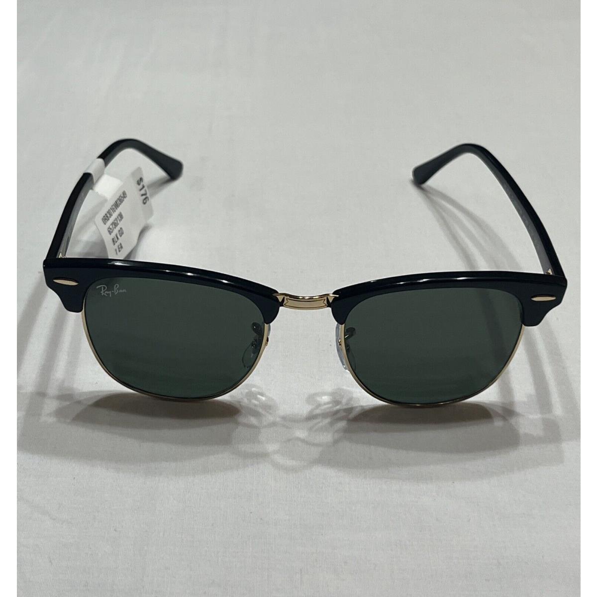 Ray-ban Unisex Sunglasses RB3016 W0365 Black Square Green Clubmaster 51mm 145 - Frame: Black, Lens: Green