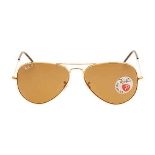 Ray Ban Aviator Classic Polarized Brown Pilot Unisex Sunglasses RB3025 001/57 58 - Frame: Gold, Lens: Brown