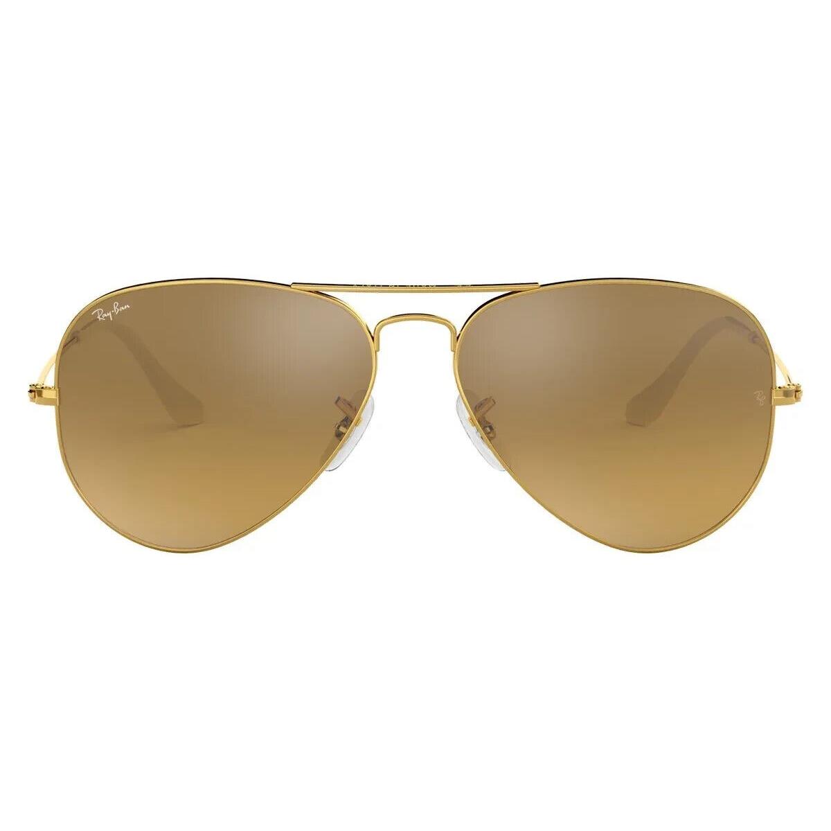 Ray-ban Sunglasses RB3025 001/3K Aviator Brown Mirrored 55mm Made Italy+case - Frame: Gold, Lens: Brown Mirror