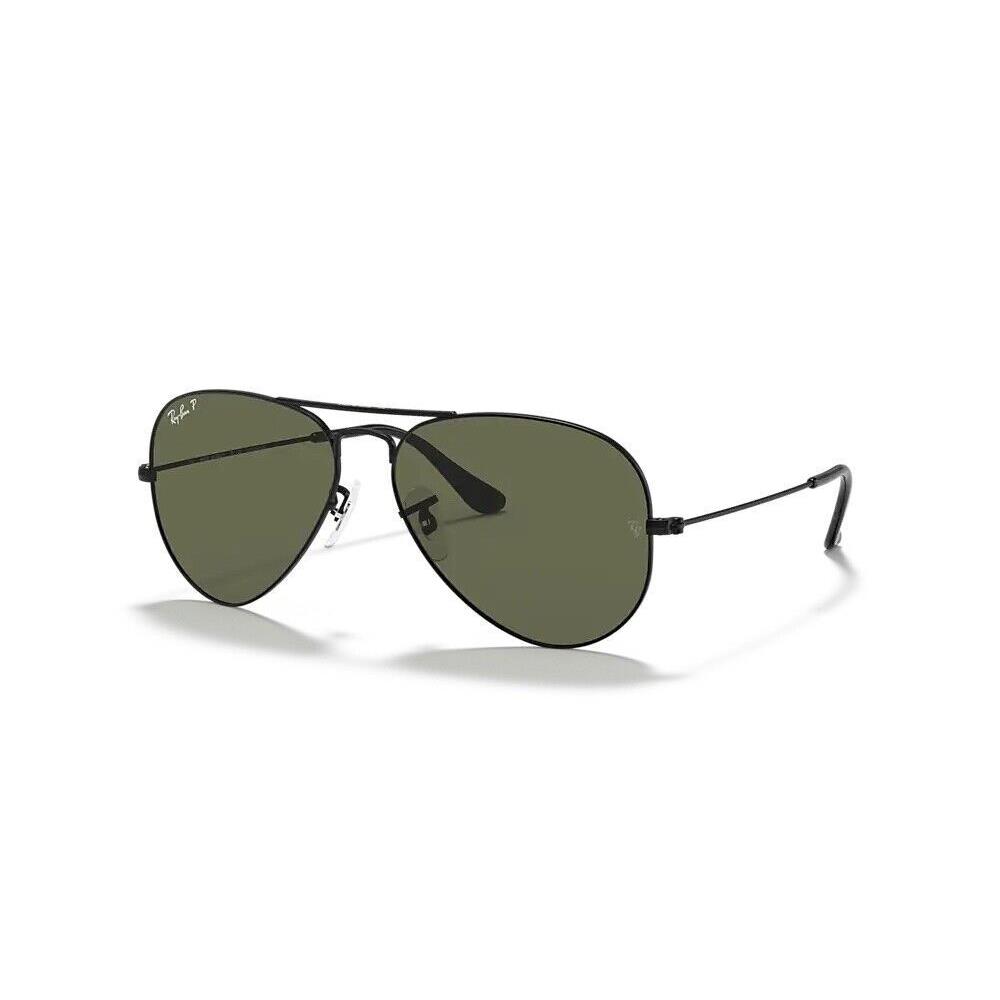 Ray Ban Aviator Classic Black / Green Polarized 58mm Sunglasses RB3025 002/58 58 - Frame: Black, Lens: Green