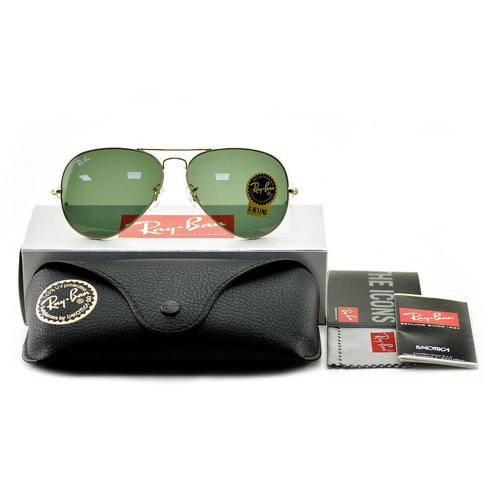 Ray-ban Sunglasses RB3025 Aviator Classic Gold Frame Green Lenses 58mm Unisex - Frame: Polished Gold, Lens: Green