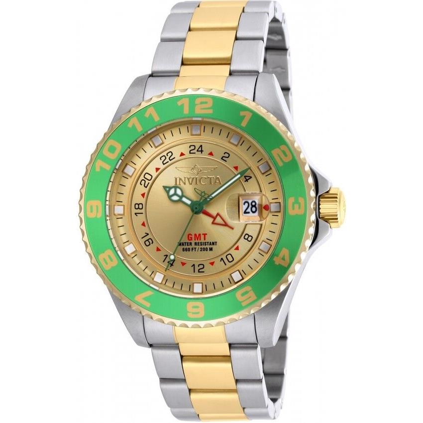 Mens Invicta 18245 Pro Diver Gmt Gold Dial Two-tone Bracelet Watch - Gold