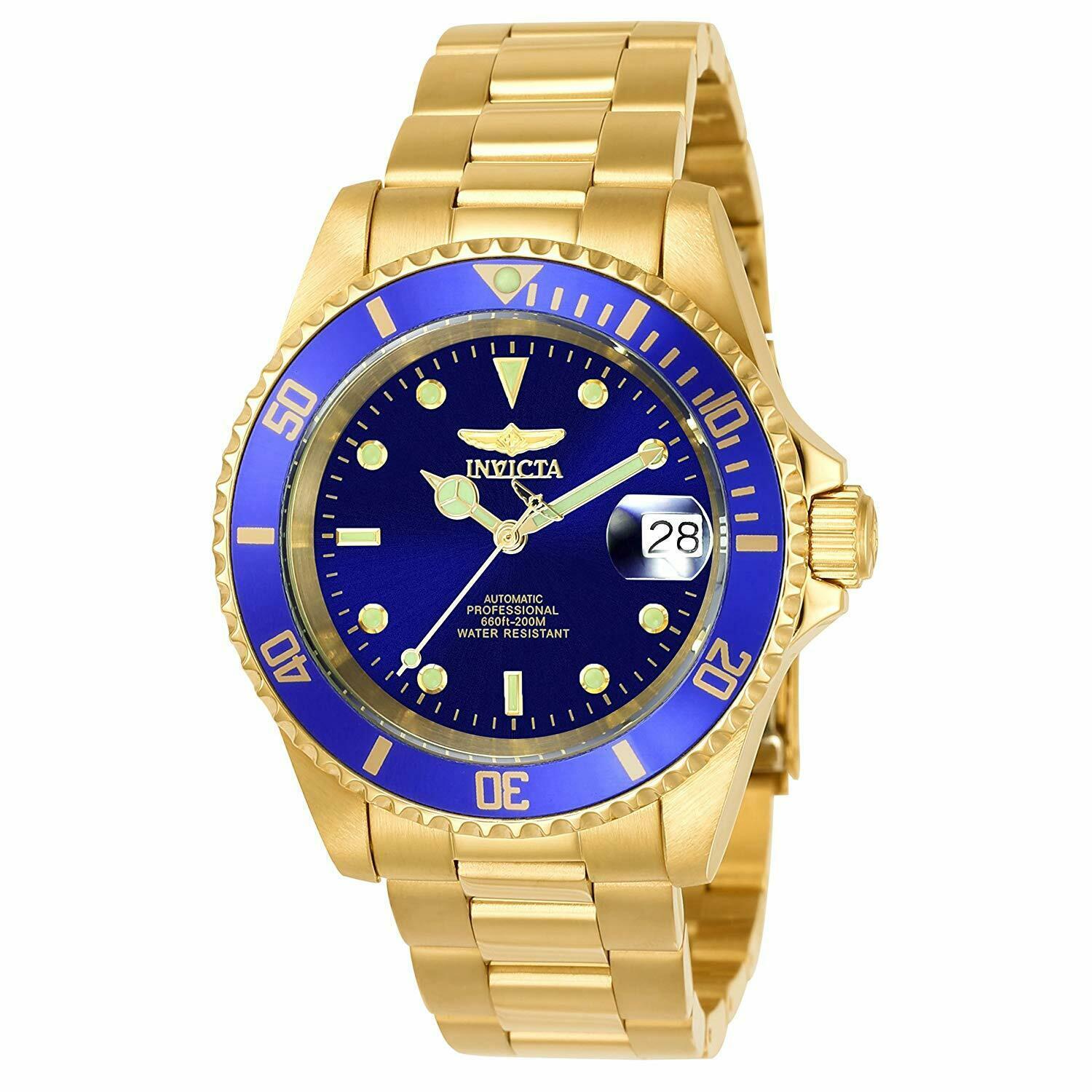 Invicta Pro Diver Gold Automatic Stainless Steel Blue Dial Bezel 40MM 89300B - Blue Face, Blue Dial, Gold Band