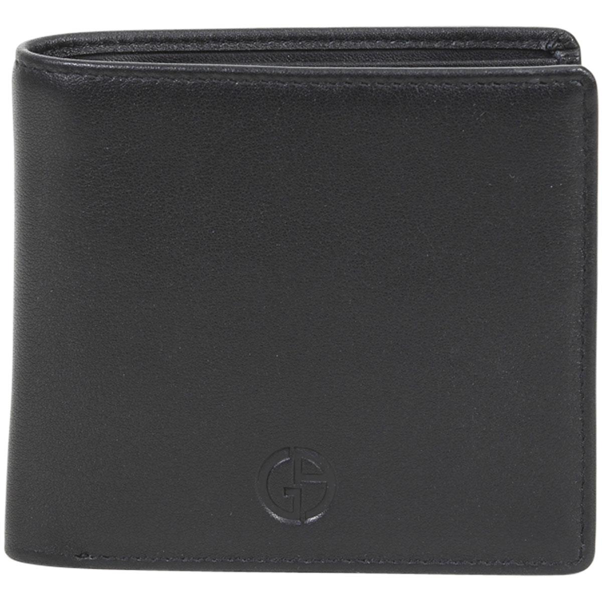 Giorgio Armani Men`s Portafoglio Leather Bi-fold Wallet Black Nappa