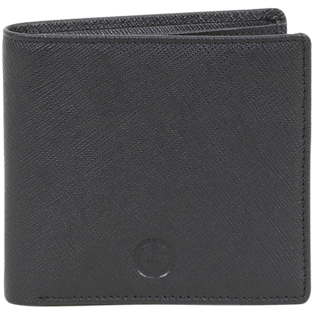 Giorgio Armani Men`s Portafoglio Leather Bi-fold Wallet Black