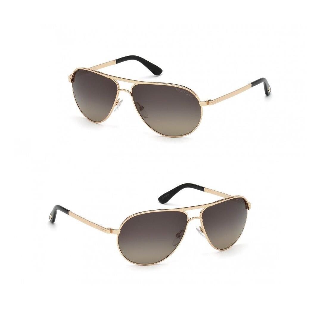 Tom Ford FT0144 Marko Aviator Men Women Shades Sunglasses Fashion 28D = Shiny Rose Gold - Smoke Polarized