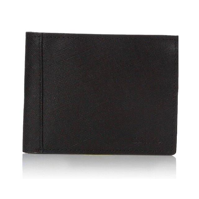 Calvin Klein Men`s Black Leather Bi-fold Wallet Rfid Protection w CK Gift Box Textured Leather