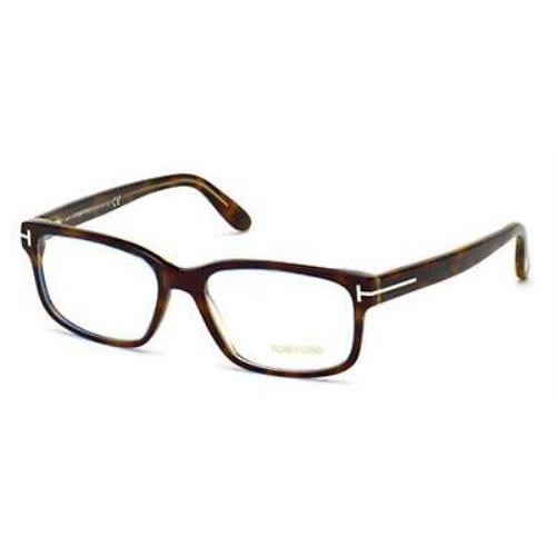 Tom Ford TF 5313 FT5313 Shiny Classic Havana w Blue Inner Rims 055 Eyeglasses