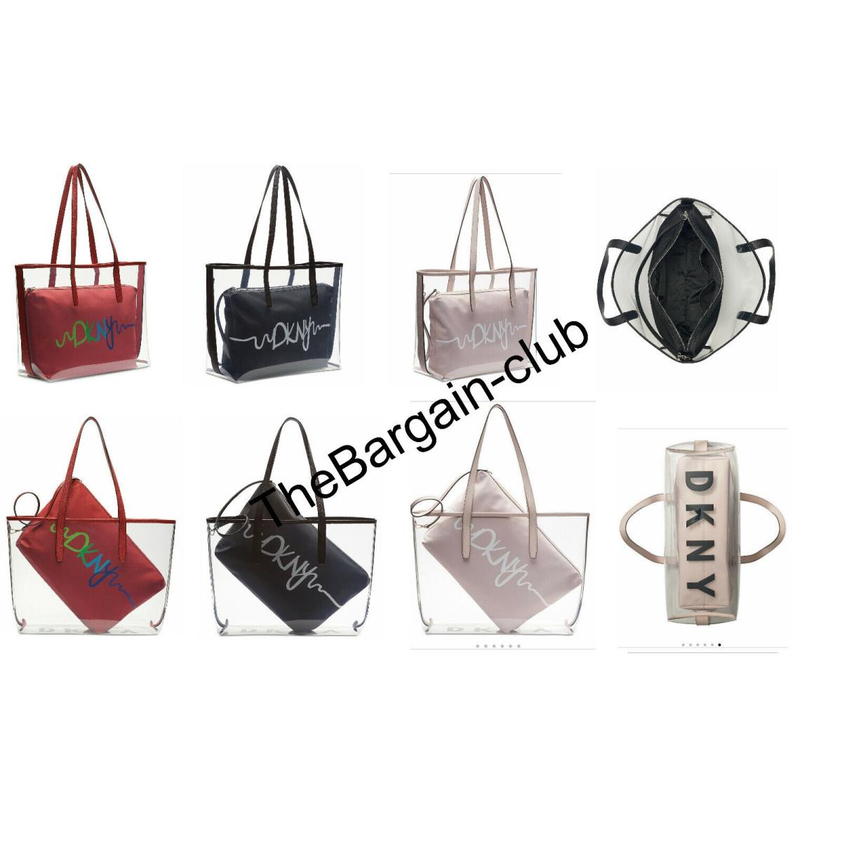 Dkny Brayden Transparent Tote Bag Clear /beige Clear/black Clear/red