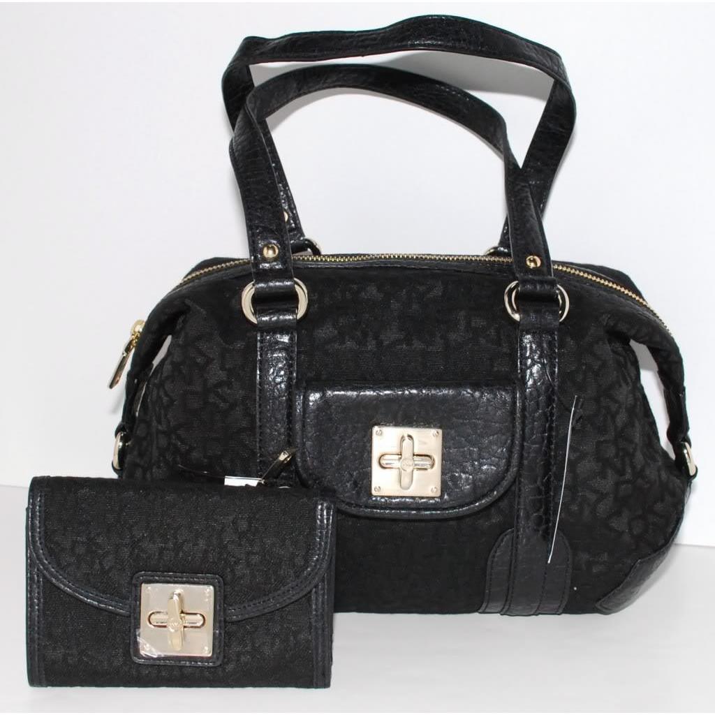 Dkny Square Turn Lock Satchel Bag Purse Handbag Sac Wallet Set Signature