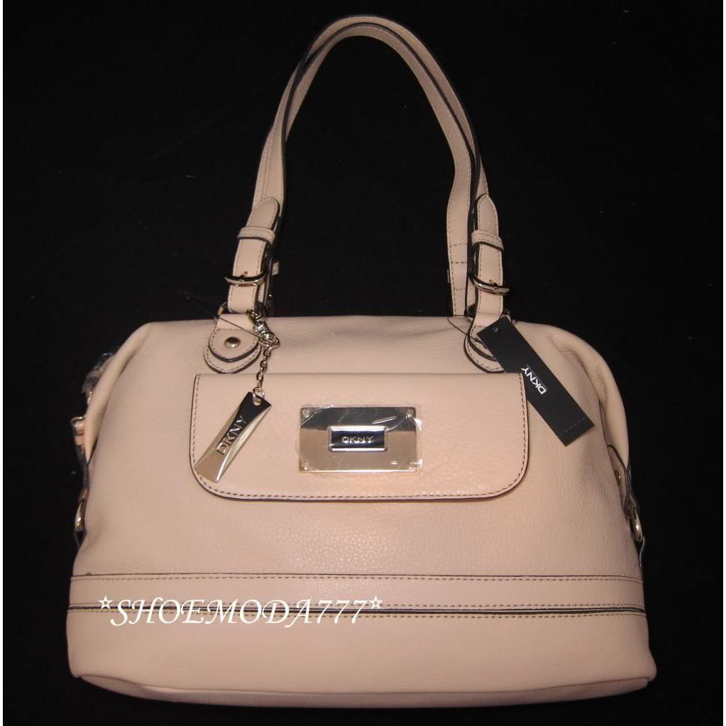 Dkny All Over Pebble Leather Dome Satchel Bag Purse Ivory